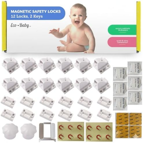 Magnetic Cabinet Locks for Babies, Child Safety Locks, 12 Pack