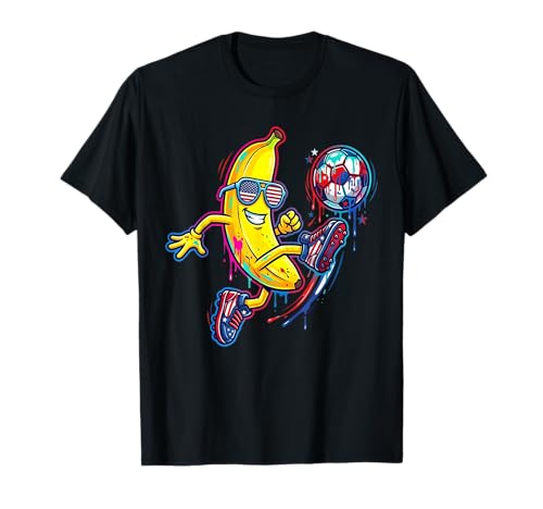 Banana Soccer Player USA Patriotic Funny Drip Ice Cream T-Shirt