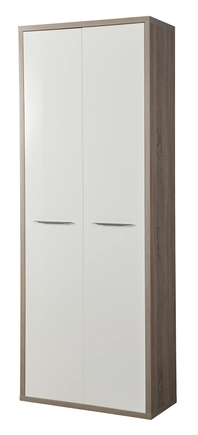 COMPOSAD | Ufficio Completo della Linea DISEGNO, Set di 4 Mobili, Libreria, Scrivania, Cassettiera, Mobile Archivio, Mobili Ufficio, Colore Rovere Sonoma e Bianco Laccato, Made in Italy