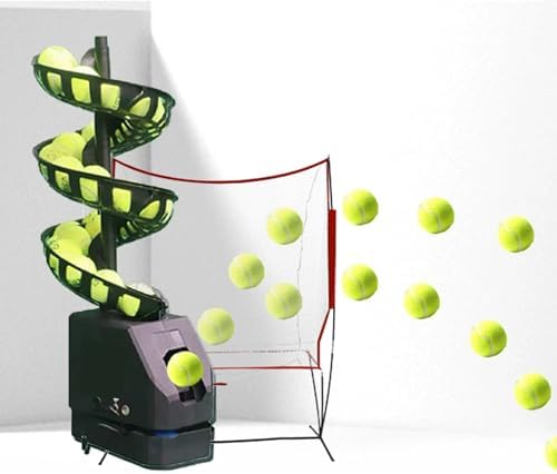 Portable Tennis Ball Machine - Automatic Rotation, 33 Ball Capacity, 3 Serving Frequencies, Perfect for Court Practice, Lightweight & Easy to Use, No Net Needed,withBallreceivingnet