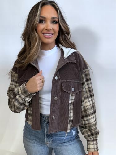 Willow Boutique Fall Leaves Plaid Cropped Shacket3