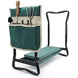 EVEAID Gartenkniehocker Faltbarer robuster und Leichter Gartenbankhocker, mit Einer kostenlosen Werkzeugtasche und dickem Eva-Kniepolster, Geschenke für Gärtner-A-Grün (Grün A) (Grün A)