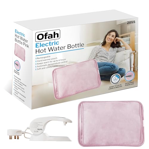 Rechargeable Electric Hot Water Bottle Bed Hand Body Warmer Heat Pad Cozy Fast Heating Auto-Shut Off Function Over-Heat Protection & No Refill Heat Pad 25cm x 17cm Pink