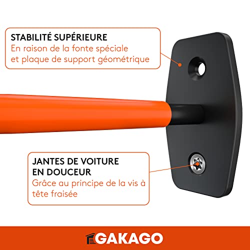 Support mural pour pneus Gakago avec 4 supports de jantes complets