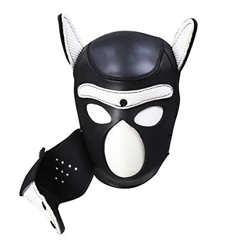 HOT TIME Neoprene Puppy Hood Custom Animal Head Mask Novelty Costume Dog Head Masks (Large, White) - Thumbnail 5