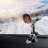 longziming Tragbare Auto Heizung 12V 150W, Tragbare elektrische Autoheizung Demister Defogger Filter 360-Grad-Drehung mit Saugnapf für Den Winter Windschutzscheiben-Enteiser Fan Autos Defogger