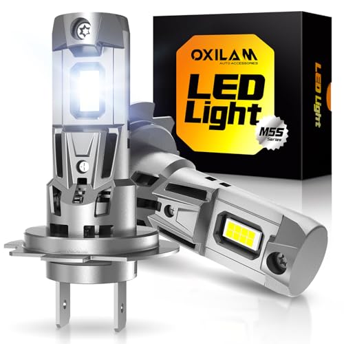 Image of OXILAM H7 LED Bulb, 40000LM 900% Super Bright, 1:1 Size No Adapter Required, Non-polarity Plug and Play, 6500K Cool White Fog Light, Pack of 2