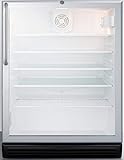 Summit Appliance SCR600BGLTBADA Commercially Listed ADA Compliant 5.5 Cu.Ft. Freestanding Beverage Center with Glass Door, Auto Defrost, Professional Towel Bar Handle, Lock and Black Cabinet