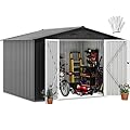 DWVO 10x8ft Metal Outdoor Storage Shed, Waterproof Tool Shed Heavy-Duty Storage Unit with Lockable Door and Vents, Ideal for Bicycles, Tools, Lawnmowers, Backyards, Patios, Lawns - Dark Gray