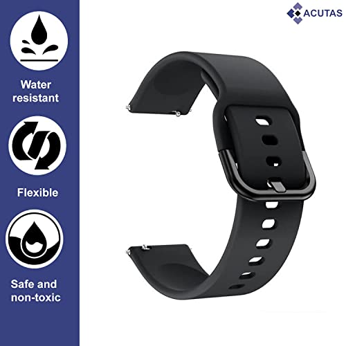 Image of ACUTAS Silicone 22mm Sports Band Soft Silicone Strap for Fossil Gen 5 | Fossil Gen 5E | Fossil Gen 6 44mm (Black)