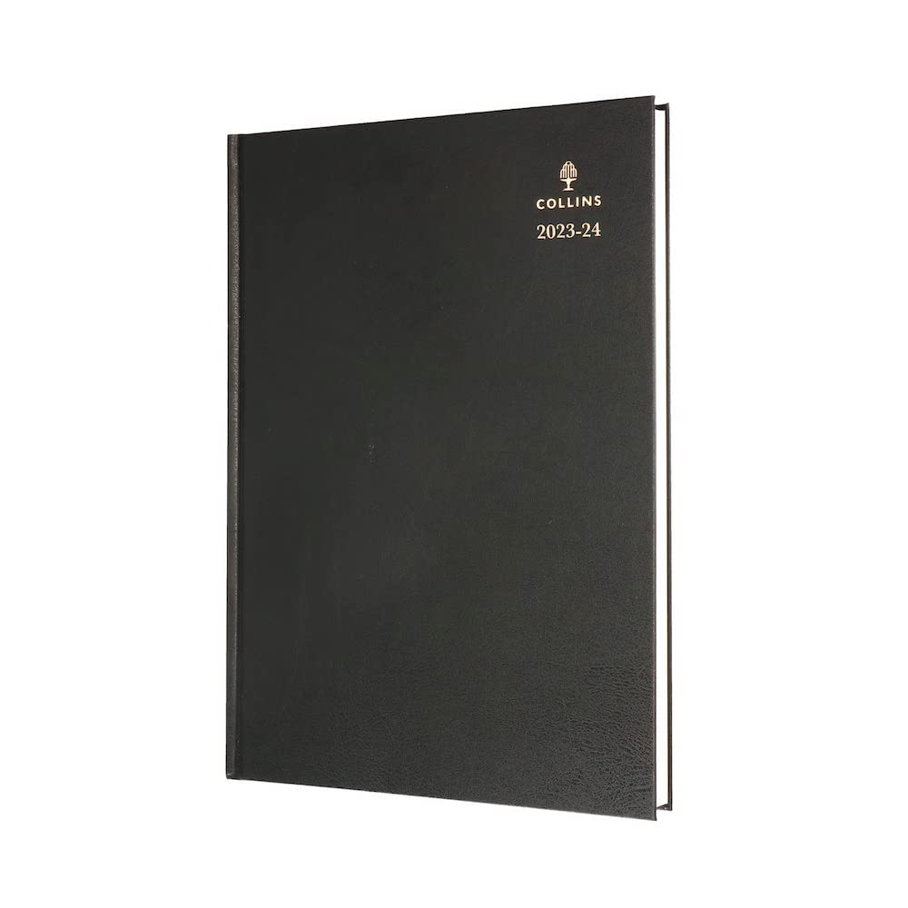 Collins Standard Desk Academic 2023-24 A4 Day to A Page Mid Year Diary Planner (Appointments) FSC MIX Paper School, College or University Term Journal - July 2023 to July 2024 - Black - 44M.99-2324
