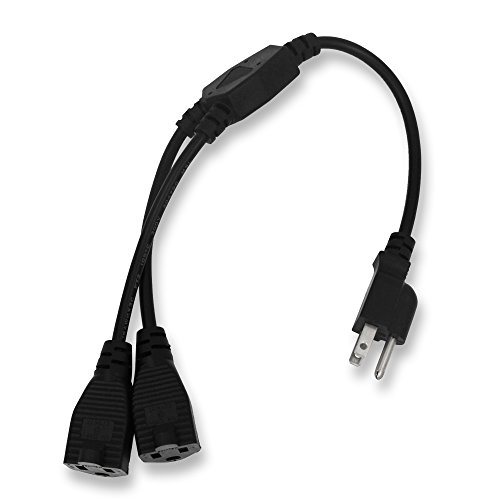 KUNCAN Power Cord Extension Y Splitter - 2 Way Outlet Adapter NEMA 5-15R to 1 NEMA 5-15P with 18AWG 300V Plug 1ft 13A - Thumbnail 4