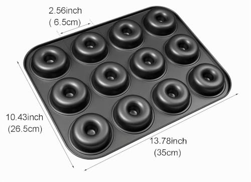 Foto von Old Tjikko Doughnuts Baking Mould, 12 Cavities Donutblech Mould,Bonut form Baking Tray with Non-Stick Coating (black)