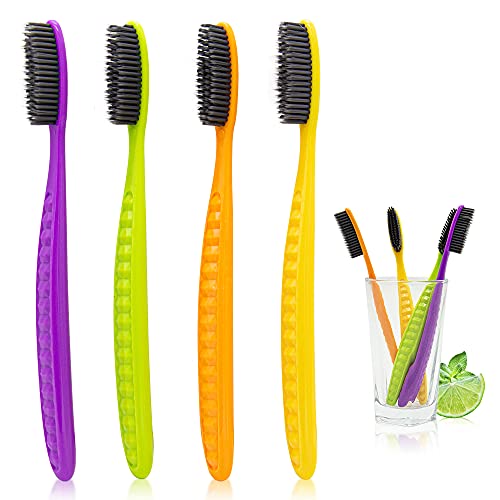 Extra Soft Giant Head Toothbrush Helps Clean The Gums and whiten Your Teeth- Black bristles 4 Pieces
