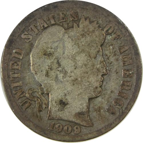 1909 D Barber Silver Dime AG About Good 10c Coin