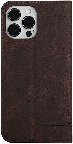 Étui portefeuille iPhone 14 Pro Max housse de protection antichoc marron - 7