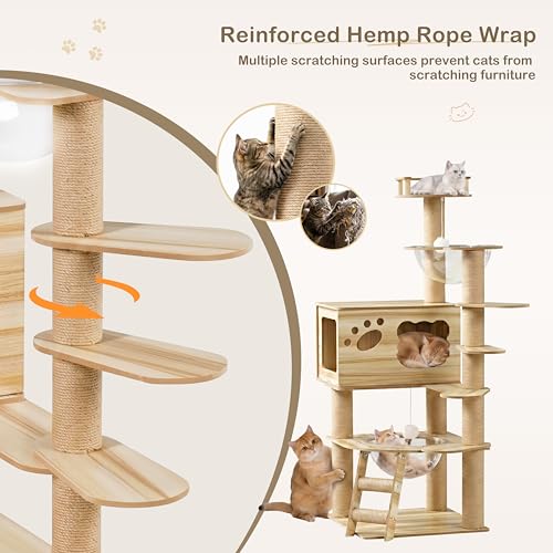 Torre para gato grande de madera 52 pulgadas miniatura 4
