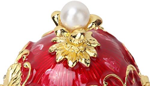 Hilitand Jewelry Organizer Egg Collectible Enameled Easter Egg Vintage Faberge Style Diamante Trinket Box Decoration Gift