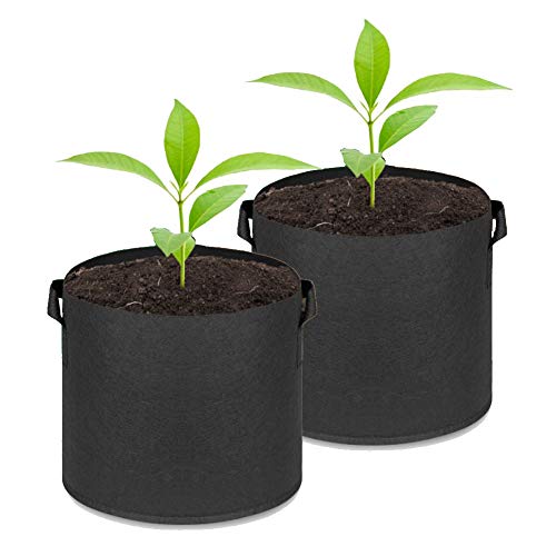 2 Pack Vegetable Grow Bags 5 Gallon Black, Plant Grow Bags Non-woven Fabric Plant Pots with Handles, Garden Planter Container for Indoor Outdoor Gardening Vegetable Flower Plant Fruits Potato
