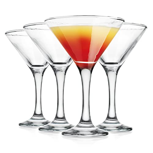 Glaver's Martini Glasses Set Of 4 Cocktail Glasses, 6 Ounce Strong Lead-Free Glass, Stemmed Margarita, Martini Glasses, For Bar, Martini, Gimlet, Bar, Wine And More Dishwasher Safe #TOP4