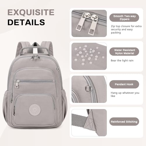 Image of Sisipoet Small Backpack for Women, 2PCS Mini Backpack for Ladies Bookbag Purse for Women with Mini Wallet and Luggage Strap, Gray