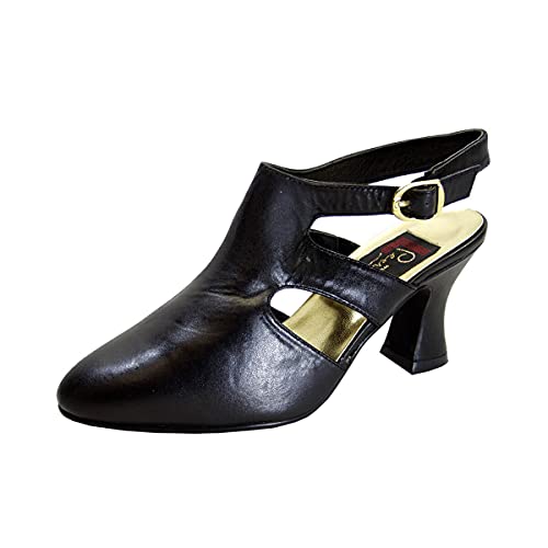 Peerage Jorja Women's Wide Width Louis-Heel Leather Dress Pumps