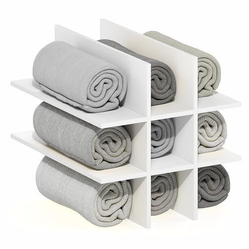 Image of Furinno Cubicle 9-Compartment Cube Insert, Cube Organizer, Plain White | 12.9W x 12.9H, Tool-Free Assembly, Shelf Accessory, Fits into Furinno Triple Thick Cubes, Ikea Kallax, for Organization