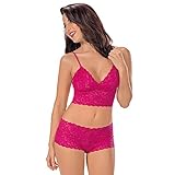 Escante Women's Lace Cami Set, Fuchsia, Medium