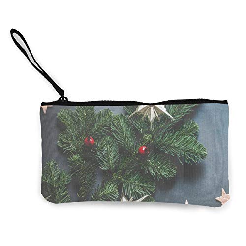 Preisvergleich Produktbild Architd Münzbörse Make-up-Tasche mit Reißverschluss, Handgelenk, Reise-Kosmetiktasche für Frauen, Mädchen, Weihnachtsdekoration, Sterne Fichte personalisiert