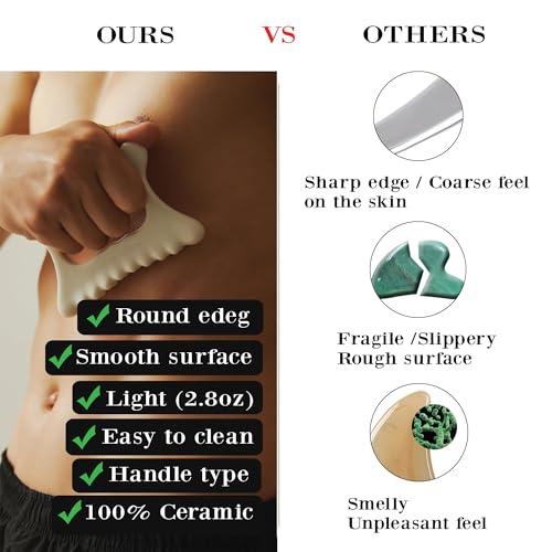 ROSE DE JARDIN Ceramic Gua Sha, Face&Body Guasha, Korean Gausha, Face Lift, Muscle Relief Massage Board, Skin Care Gift for Men Women - Image 4