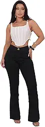 Calça Jeans Feminina Flare Boca De Sino Cintura Alta Levante Bumbum