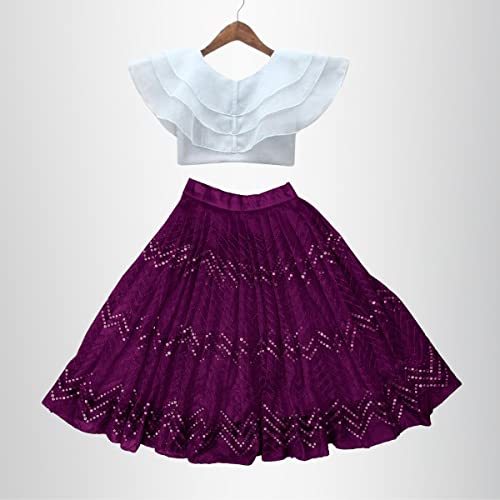 Image of E-SQARE Kids Girls Georgette Silk Digital Printed Ethnic wear Lehenga Set