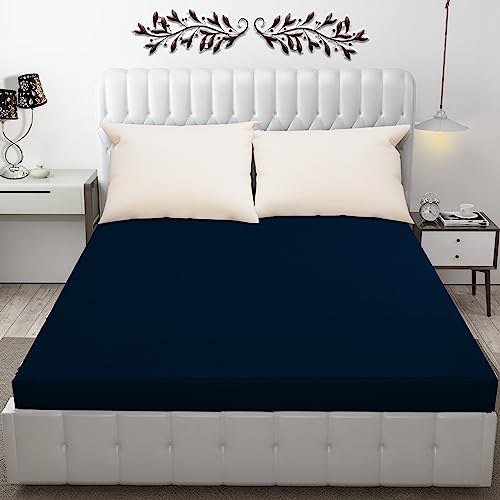 Image of Dream King Luxury Being Terry Cloth Fitted Mattress Protector Single Bed | Waterproof Ultra Soft Mattress Cover | Hypoallergenic Bed Cover 42X84 inch (Navy Blue)