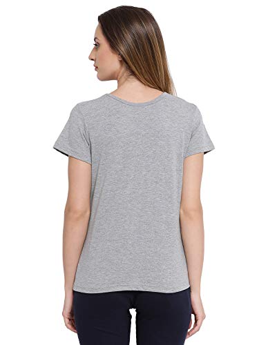 Image of Clovia Women's Cotton Rich Text Print Regular Fit Top