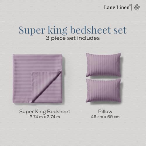 Image of LANE LINEN Symphony | 100% Cotton Sheet Set | Soft & Breathable Fabric | 3 Piece (1 Bedsheet + 2 Pillow Covers) | Super King Bed Sheet Set - Coral & Lavender Painted Leaf