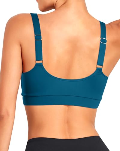 Image of Tempt Me Women Sports Bra Swim Crop Tops Only | Scoop neck, Bathing suits top, Removable cups, Adjustable straps