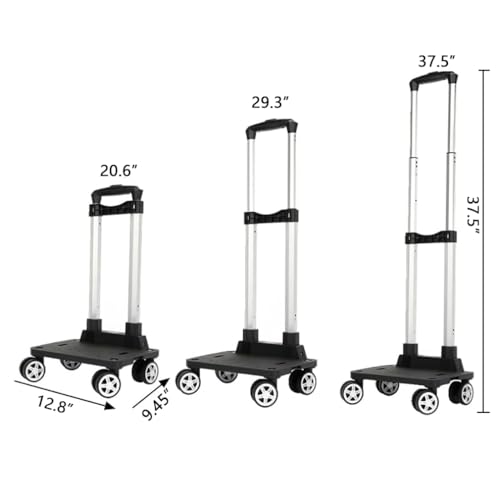 Backpack Trolley - 4 Wheels Folding Compact Lightweight Luggage Cart, Travel Trolley for Bags/Lunch Backpack/Golf Bag (4 Wheels)4