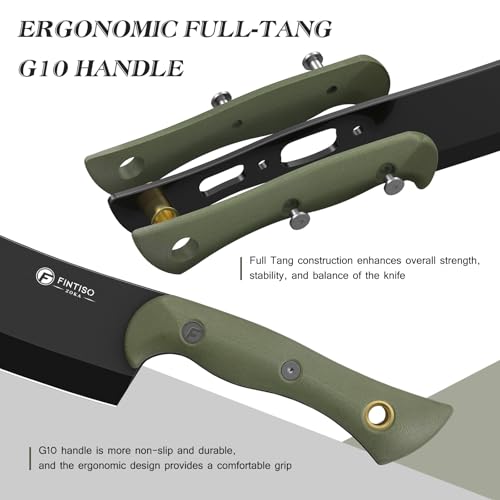 5.5 Inch Butcher Knife Meat Cleaver Knife with Sheath, Kitchen Chef Knives for Meat Cutting Bone Chopping with Full Tang G10 Handle, 14C28N High Carbon Stainless Steel for Home and Outdoor - Image 5