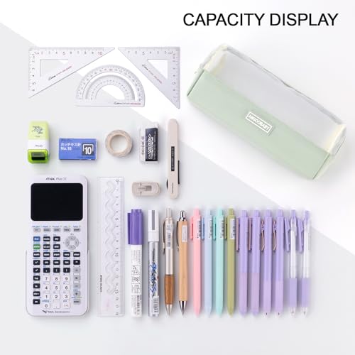 Image of ANGOOBABY Mesh Pencil Bag Clear pencil case Zipper Pouch Bags Multifunctional Pencil Holder for Students, Small Makeup Bag Suitable for Teen Girls & Boys（Green）