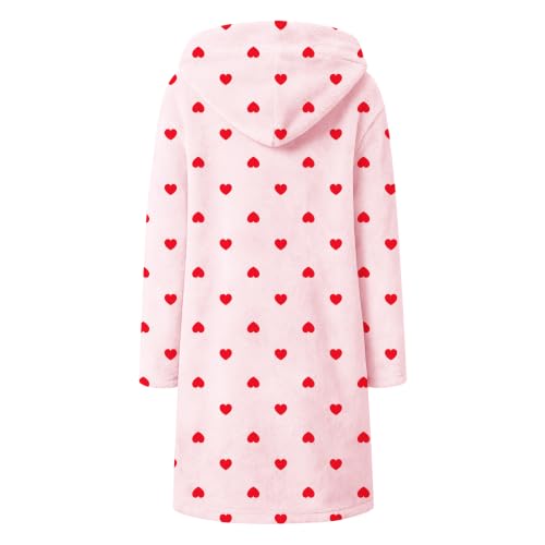 Image of Umeyda Girls Fleece Hooded Robes, Warm Printed Bath Robe for Kids Soft Fuzzy Bathrobe for Gifts