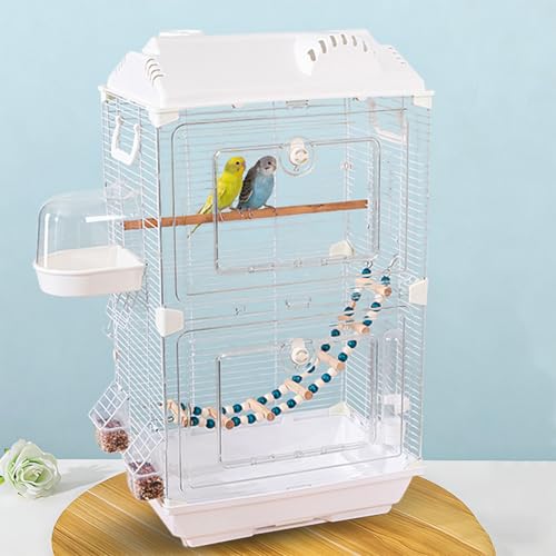 Standing Large Bird Cage 2 Tier Indoor Bird Cage Include Cross Bar Climbing Ladder Feeders & Nest Dual Door Parakeet Cage for Various Bird Species Medium Small Pet Bird Parakeet/Lovebird/Cockatiel