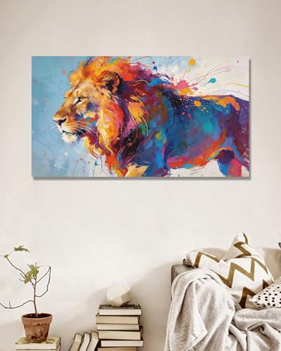 Tableau Lion Abstrait Moderne pour réveiller un mur blanc de séjour ou bureau A121 - 4