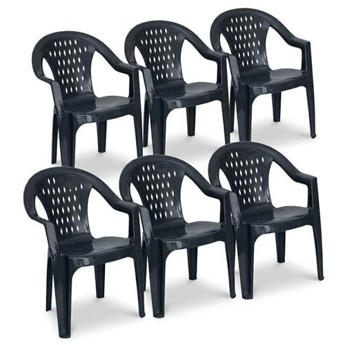 Tomaino - Lot de 4 chaises de jardin empilables en plastique - Chaises d'extérieur résistantes et légères avec drainage, idéales pour terrasse balcon bar...