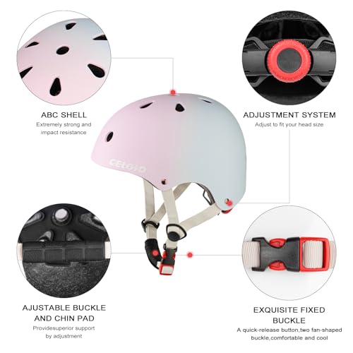 CELOID Kids Bike Helmet,Toddler Skateboard Helmets for Age 10-12-14-16 Yrs Boy Girls,Adjustable Multi-Sport Bicycle Skateboarding Roller Skating Scooter Rollerblade Balance Bike Helmet,Violet Blue