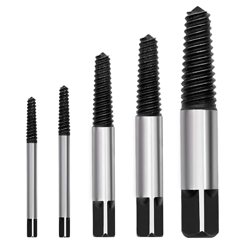 5 Piezas Extractor Tornillos, Extractor de Tornillos Rotos Extractores de Tornillos Profesionales Para Quitar Tornillos Rotos o Dañados con Caja De Almacenamiento