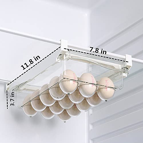 Meihaome Egg Holder For Refrigerator,Egg Storage Drawer For Refrigerator, Fridge Drawer Organizer Pull Out Egg Trays,Fit For Fridge Shelf Under 0.6" #TOP2