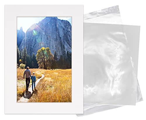 11x14 Mat for 12x16 Frame - Precut Mat Board Acid-Free Show Kit with Backing Board, and Clear Bags White 11x14 Photo Matte Made to Fit a 12x16 Picture Frame Matboard for Framing, Pack of 1 Mat