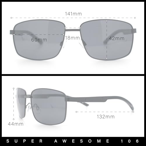 SA106 Polarized Mens Rectangular Metal Rim Gentlemanly Wrap Curved Sunglasses4