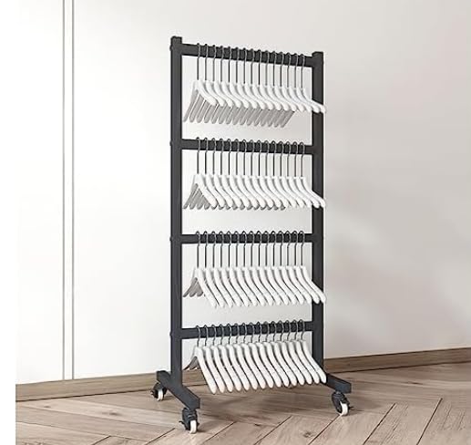 Perchero de ropa portátil con ruedas para organizar el dormitorio y tiendas de moda