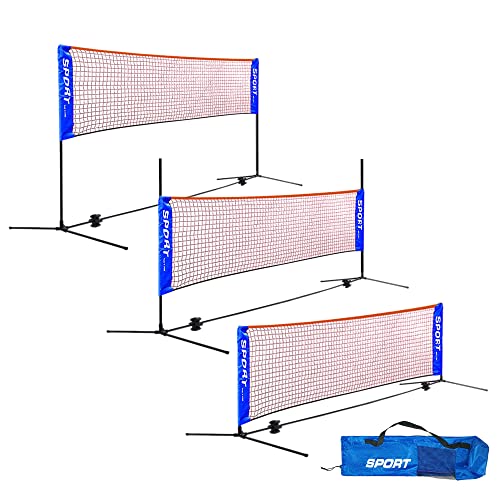 OUUTMEE Portable Badminton Net Set 10FT/14FT Height Adjustable Easy Setup Nylon Sports Indoor or Outdoor Net for Tennis Pickleball Volleyball (3M)